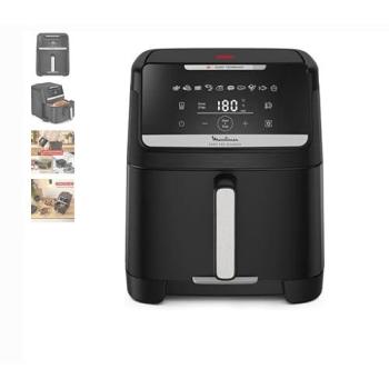 Freidora de Aire Moulinex Easy Fry Silence 7L, 1800W, 10 programas automáticos, diseño silencioso y compacto, color negro