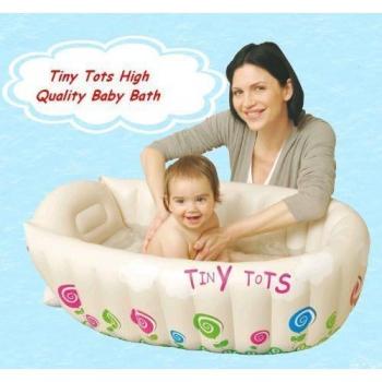 Bañera hinchable infantil Tiny Tots para viajes, color crema