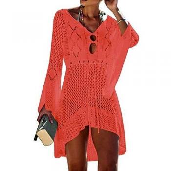 Jinsha Vestido de Playa - Mujer Pareos y Camisola de Playa Sexy Hueco Traje de Baño Punto Bikini Cover up