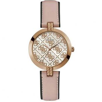 GUESS Women's Analog Quartz Watch with Leather Strap GW0027L2