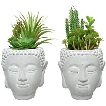 Suculenta artificial en cabeza de Buda modelos surtidos, decorativa, resistente a la intemperie, fácil de limpiar, ideal para interiores y exteriores, disponible en diferentes colores y diseños