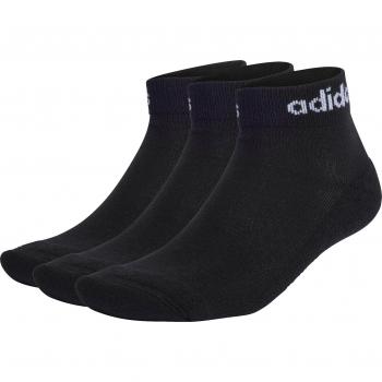 Adidas Linear Cushioned Unisex Ankle Socks, 3 Pairs, Black
