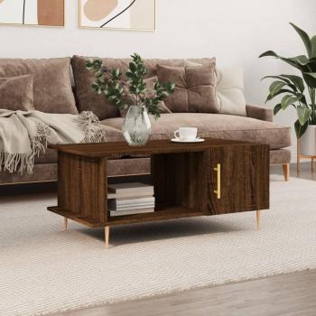 Mesa de centro madera contrachapada 90x50x40 cm en color Blanco, Negro y Blanco brillante - Mesita de Salón o Comedor o Auxiliar Mesa de Café