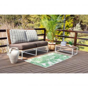 Surya - Alfombra Moderna de Exterior Terraza Balcón Cocina Marfil y Verde 80 x 150 cm