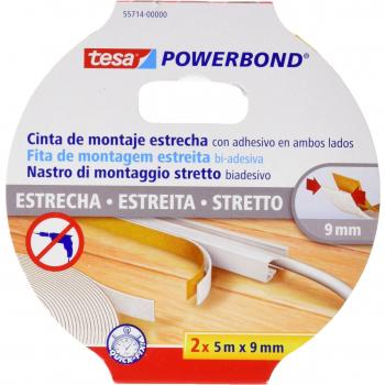 tesa 55714-00000-02 55714-00000-02-Cinta Doble Cara de bajo Ancho para uniones Powerbond Slim-2 un de 5m x 9mm, Not_Applicable