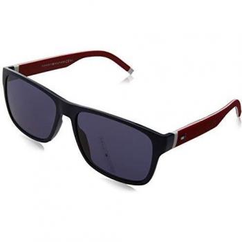 Tommy Hilfiger TH 1718/S Men's Lightweight Rectangle Sunglasses - Black/Blue, Size: 56 MM
