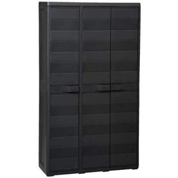 vidaXL Armario de Jardín con 4 Estantes Negro Mobiliario Exterior para Terraza