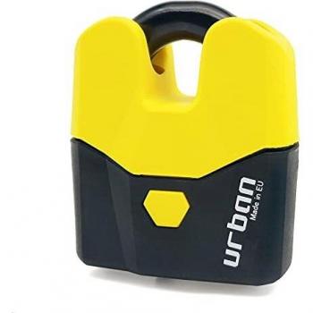 URBAN U8K Candado Alta Seguridad Multiuso, Arco Cerrado Diámetro 15mm Protegido, Interior y Exterior, Candado llave Combinable con Cadena, Cerradura Alta Gama