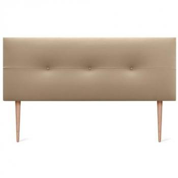Cabecero Tapizado de Polipiel AQUALINE Pro 145x105cm con Botones y Patas para Camas 120/135/140 - Marrón Claro