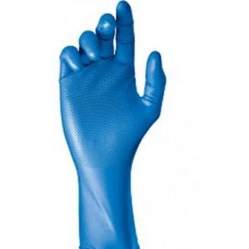 Caja de 50 Guantes Desechables de Nitrilo Azul, Talla 8, Sin Polvo, Textura Escamada, Modelo Gripazz JUBA