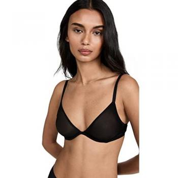 Calvin Klein Sheer Marquisette Unlined Plunge Bra - Black - Size: 32D