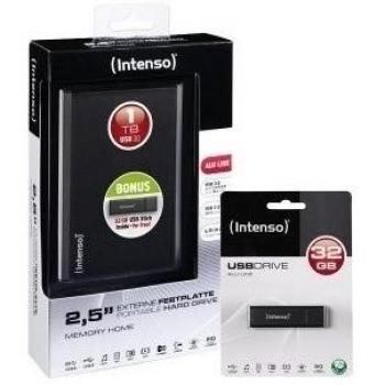 Intenso Memory Home - Disco duro externo 2.5 de 1 TB y memoria USB de 32 GB