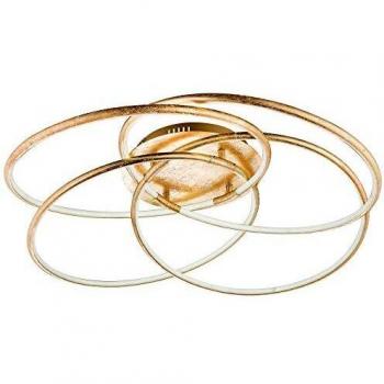Plafón LED dorado diseño anillo, luz diurna CCT, control remoto, dimmable, aluminio 85 cm