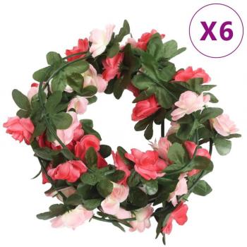 Guirnaldas de flores de Navidad 6 uds rosa primaveral 250 cm