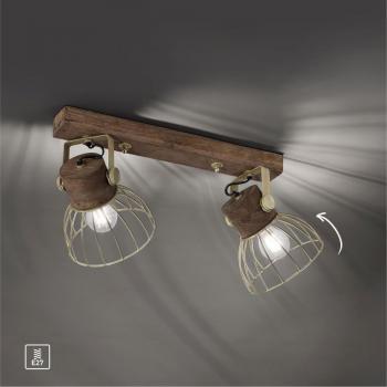 Lámpara de pared y plafón industrial Alami en latón mate con 2 luces E27