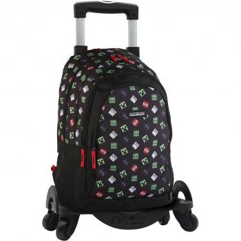Mochila Escolar Minecraft TNT Doble Compartimento con Carro Toybags de 4 Ruedas Giratorias y Protección DAM