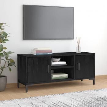 Mueble para TV de madera maciza de pino negro 110x35x48 cm