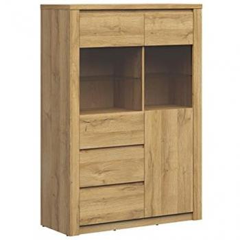 Vitrina beige estratificada con 2 puertas y 2 cajones Ada