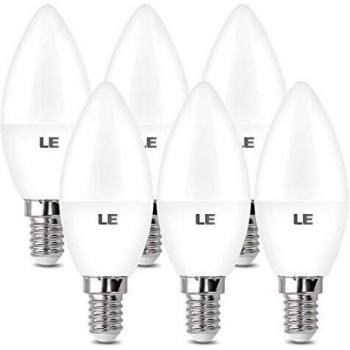 LE Bombilla Vela LED E14, Bombilla E14 5.5W Equivalente a 40W, 470 lúmenes, Blanco Cálido 2700K, Ángulo de haz de 200 °, Ideal para candelabros, paquete de 6