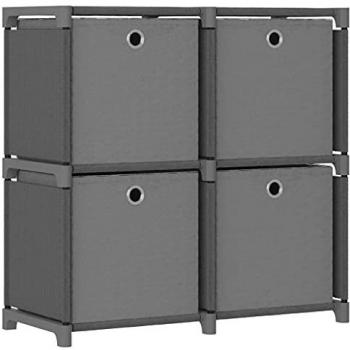 vidaXL 4-Cube Display Shelf with Boxes Grey 69x30x72.5 cm Fabric