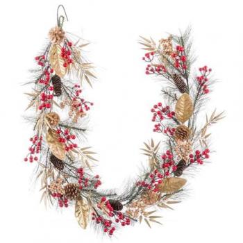 Guirnalda de Navidad Multicolor Dorado Plástico Piñas 180 cm