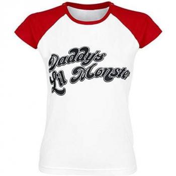 Escuadrón Suicida Daddy'S Lil' Monster Mujer Camiseta Blanco-Rojo XL, 100% algodón, Regular