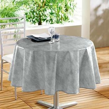 Décor Ligne - 1710239, Mantel PVC Redondo, 160 Cm, Beton Cire, Decorline Sintético Liso, Gris