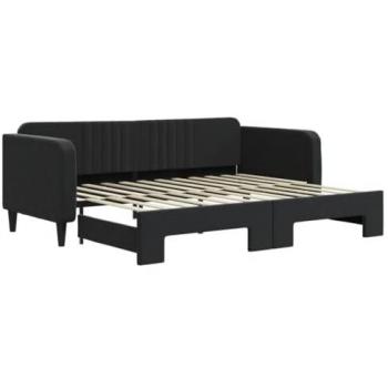 Sofá cama nido terciopelo negro 90x200 cm