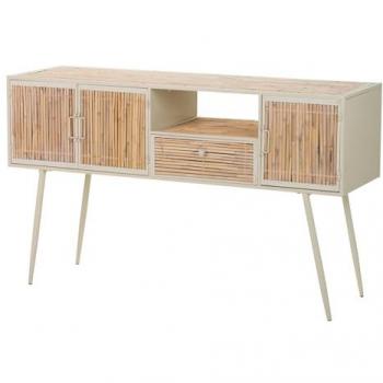 Consola de Metal y Bambú Beige Marrón 135x41x80 cm - Adda Home