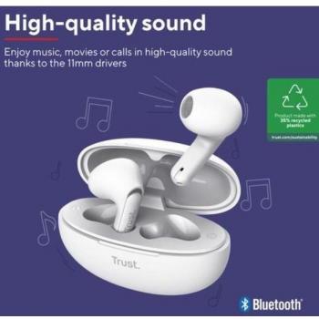 Auriculares Trust Yavi ENC con estuche de carga - Blancos