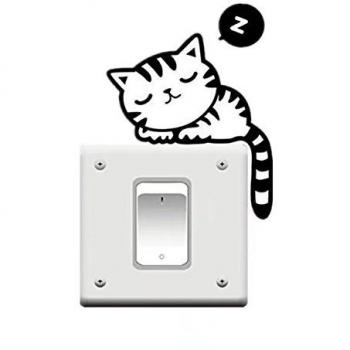 leading star CHEAP FASHION Cute Black Cat Nap Pet Light Switch Funny Wall Decal Vinyl Stickers by leading-star