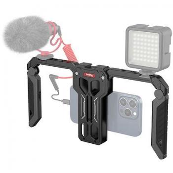 Smallrig 3111 Teléfono Cage - Jaula para Smartphone, compatible con dispositivos de hasta 6.5 pulgadas, fabricada en aleación de aluminio ligera y duradera, cuenta con múltiples puntos de montaje para accesorios como micrófonos y
