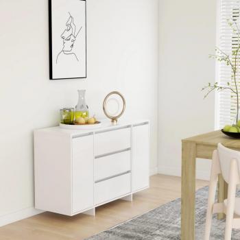 Aparador moderno de almacenaje de salón con 3 cajones, contrachapado blanco, dimensiones 120x41x75 cm, armario auxiliar y de almacenamiento