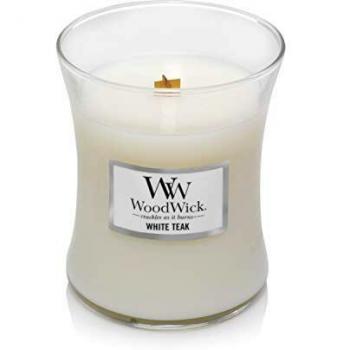 Woodwick White Teak Scented Candle with Wooden Wick 275 g