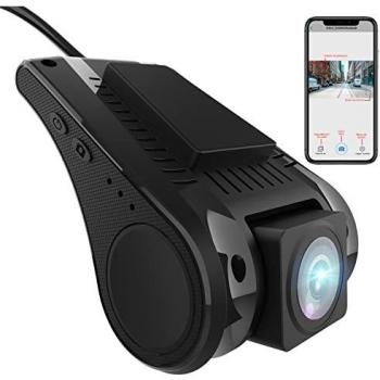 AWESAFE Cámara Coche WiF Dash CAM con 1080P HD, Cámara Coche para Radio Android,1 2 DIN, Admite Conexión por WiFi/USB |Grabación en Bucle|Visión Nocturna|Graba Automáticamente