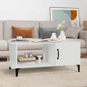 Mesa de salón blanca 90x50x40 cm en madera contrachapada multicapa