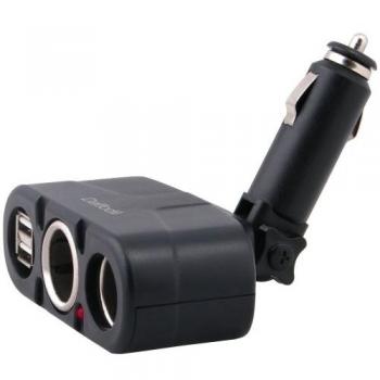 Adaptador de Encendedor de Coche Doble Articulado con 2 Puertos USB