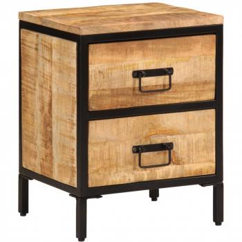 vidaXL Bed Cabinet with 2 Drawers 40x35x53 cm Solid Rough Wood Mango