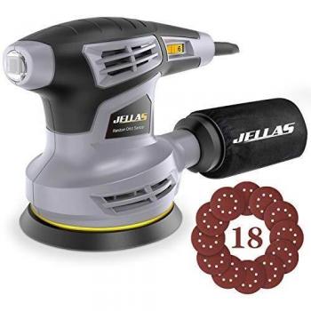 Lijadora Orbital, Jellas Lijadora Eléctrica 280W con 6 Velocidad Variable 13000rpm, 12 Lijas de 125mm