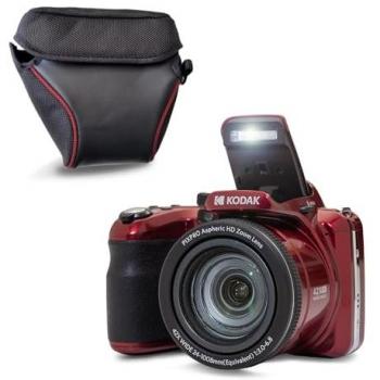 Cámara Bridge Kodak Pixpro AZ425 20 MP con Zoom Óptico 42x, Vídeo Full HD, Gran Angular 24 mm y Estuche Protector Rojo
