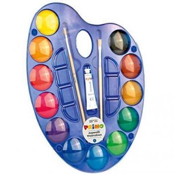 Kit de Acuarelas Jumbo Primo - 12 Pastillas Ø 44 mm + Paleta y Accesorios