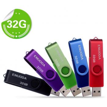 5 Piezas 32GB USB 2.0 ENUODA Pendrive Pivote Memorias Giratoria Plegable Diseño de Cierre