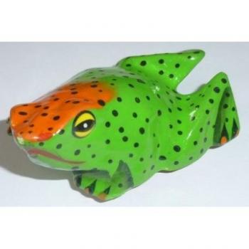 Sensacional regalo Idea – Madera magnético goldiger Rana, verde con puntos – pintadas a mano