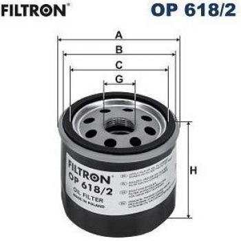 Filtro de aceite FILTRON OP 618/2, tipo de producto: Filtro de aceite, características: diseño específico para garantizar una filtración eficaz, compatible con diversas marcas y modelos de vehículos, alta capacidad de retención de contaminantes,