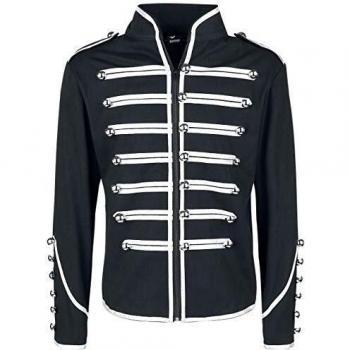 Banned Alternative Military Drummer Hombre Chaqueta de Uniforme Negro/Plateado M