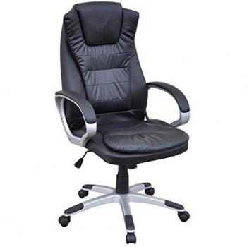 vidaXL Silla de oficina piel sintética, Negro