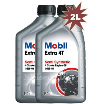 Mobil Extra 4T 10 W-40 Aceite de motor de motocicleta Semi sintético 142321 – 2 x 1 L = 2L