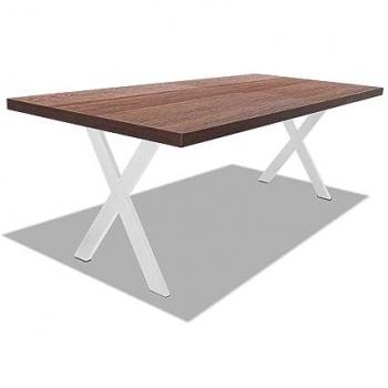 Mesa de comedor Frankystar de madera y metal con patas blancas en forma de X - 160x90 cm