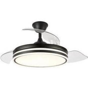 Ventilador de Techo Cosmos 3 Aspas Retráctiles Luz Led Negro Ø90 cm