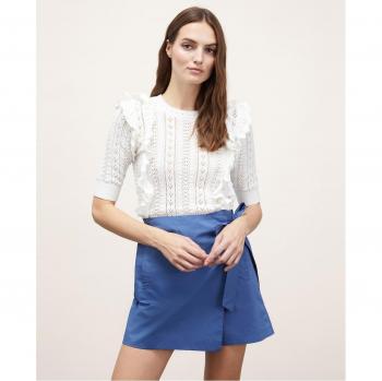 Jersey de mujer de crochet con volantes